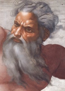 Plafond de la Chapelle Sixtine : Création du Soleil et de la Lune, 1508-12, (détail) - Michelangelo Buonarroti
